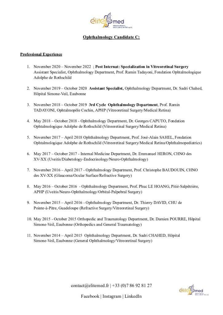 thumbnail of Ophthalmology Profile C