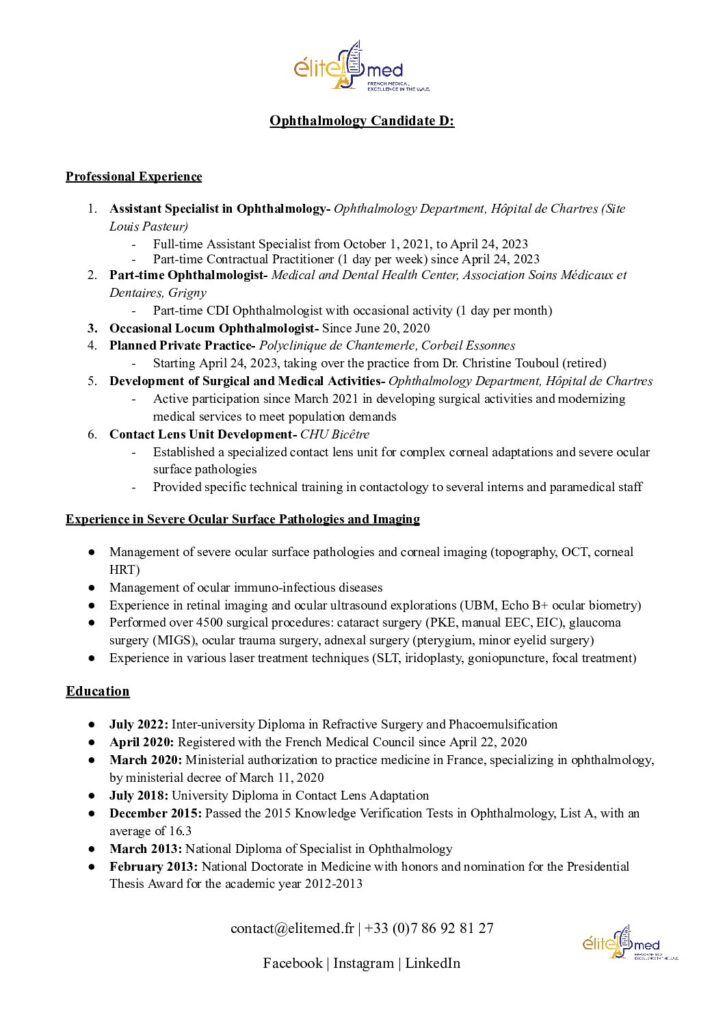 thumbnail of Ophthalmology Profile D