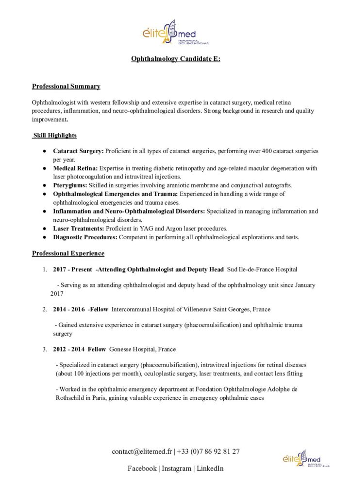 thumbnail of Ophthalmology Profile E