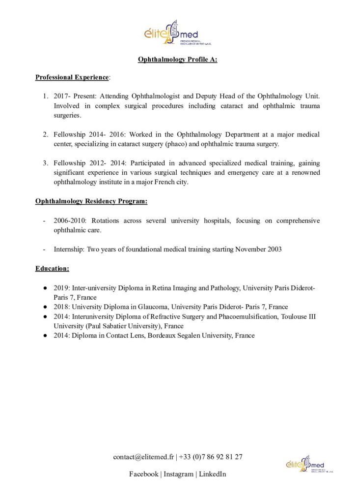 thumbnail of Ophthalmology Profile A